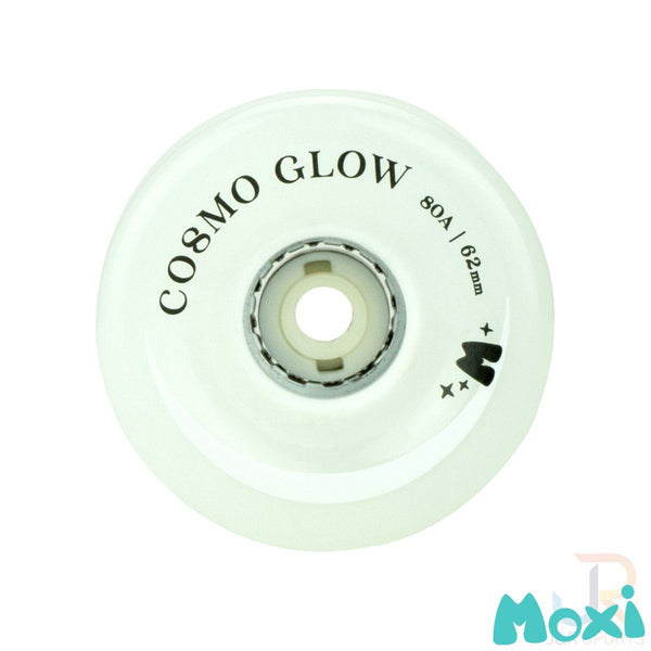 Moxi Cosmo Glow Wheels (4) - White Rain Glow - 62 / 32mm 80A