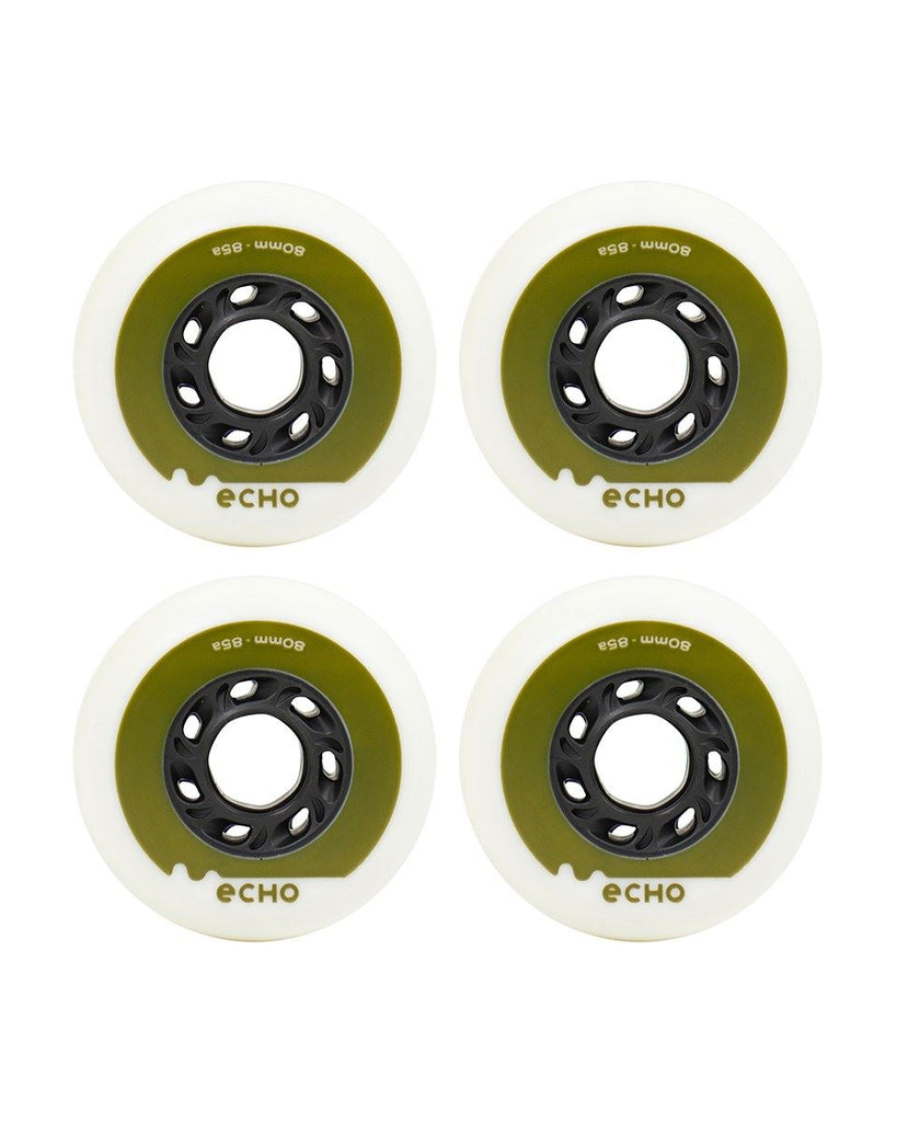 Echo Drift Wheels 80mm Pack of 4 - White / Green - Skatewarehouse.co.uk