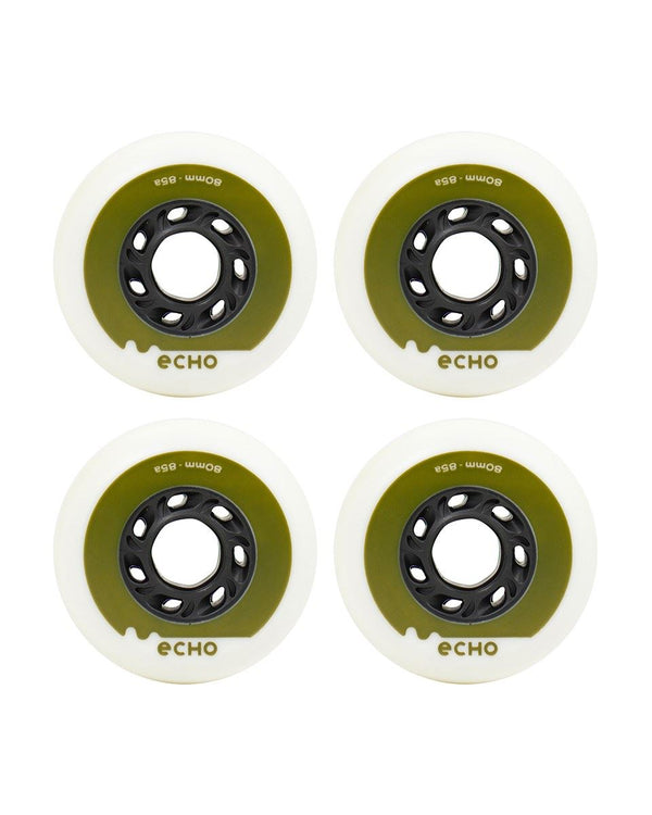 Echo Drift Wheels 80mm Pack of 4 - White / Green - Skatewarehouse.co.uk