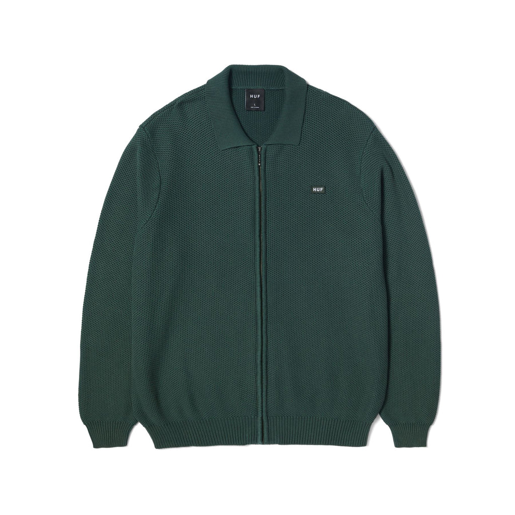 HUF Anton Zip Overdyed Sweater (Hunter Green) - L