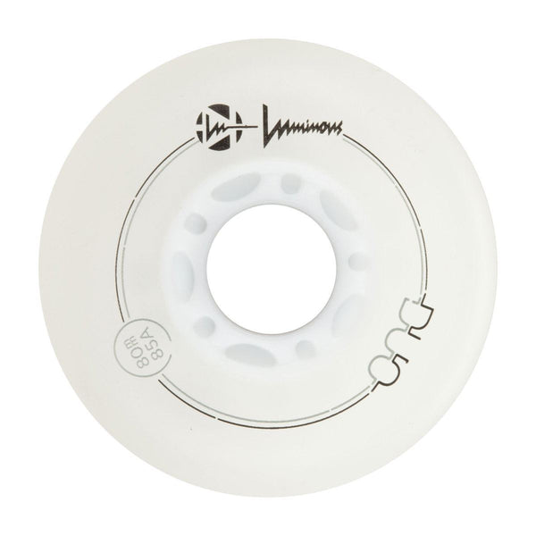 Luminous Duo LED Inline Wheel - White / Blue - 80mm / 85a (Set of 4)