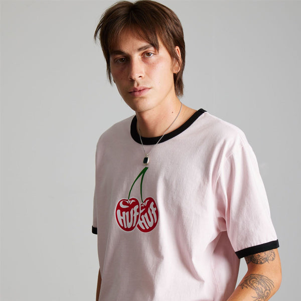 HUF Cherries Ringer Tee (Dusty Pink)