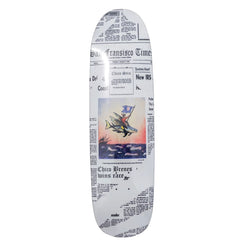 Chico Stix News Flyer (Retro ’s Shape) ” All White Dipped Skateboard Deck - 8.75" - Skatewarehouse.co.uk