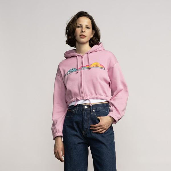Santa Cruz Womens Zip Hood Sunrise Dot Zip Hood - Fondant Pink - Skatewarehouse.co.uk