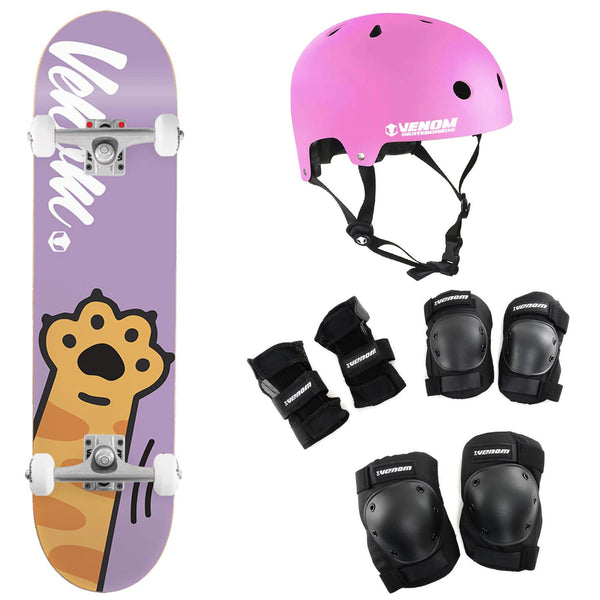 Venom Kitty Paw Purple Kids Mini Junior Complete Skateboard Bundle - 7.25