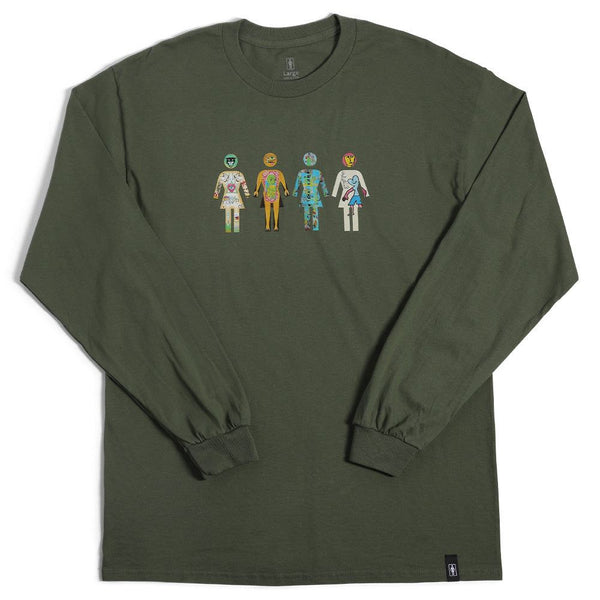 Girl x Modernica Squad LS Tee Army Green - Skatewarehouse.co.uk