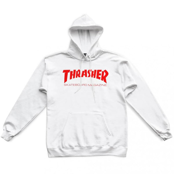 Thrasher Hoody Skate Mag Hood - White / Red - Skatewarehouse.co.uk
