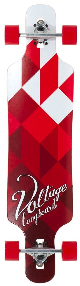 Voltage DT White / Red Complete Longboard - 39.0" - Skatewarehouse.co.uk