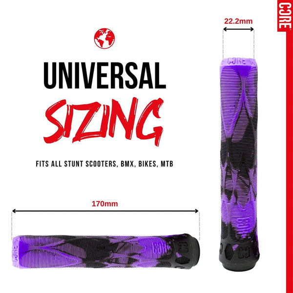 CORE Pro Handlebar Grips, Soft 170mm - Fuchsia (Purple/Black) - Skatewarehouse.co.uk