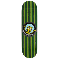 Toy Machine 'Robot Stripes' Green Skateboard Deck - 8.75" - Skatewarehouse.co.uk