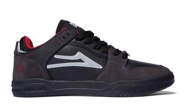 Lakai x Public Enemy Telford Low Skate Shoes - Black / Charcoal - Skatewarehouse.co.uk