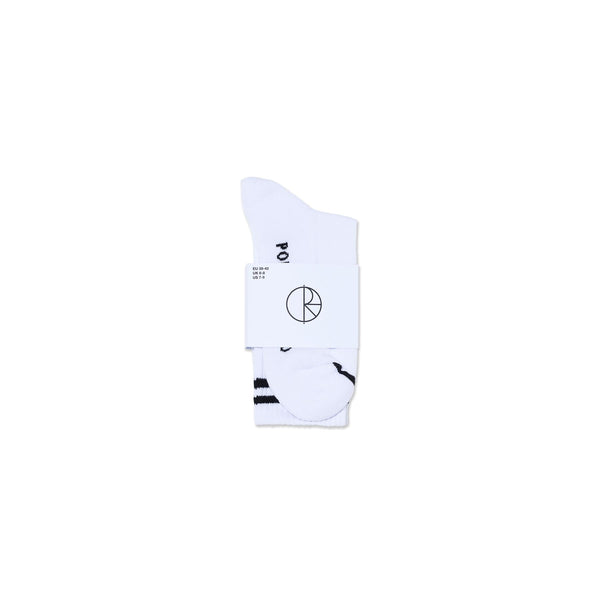 Polar Skate Co Rib Socks | 2 Stripes (White / Black) - 39 - 42