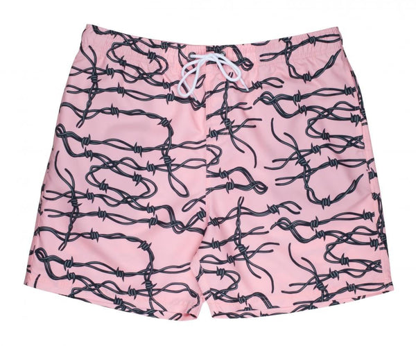 Santa Cruz Short Barbed Wire Swimshort - Pink - Skatewarehouse.co.uk