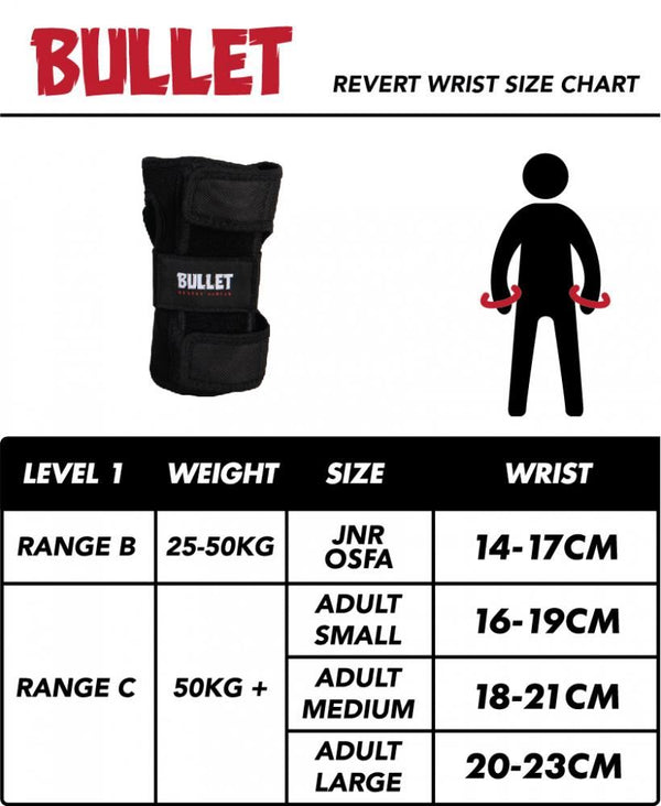 Bullet Pads Revert Wrist Junior - Black - Skatewarehouse.co.uk