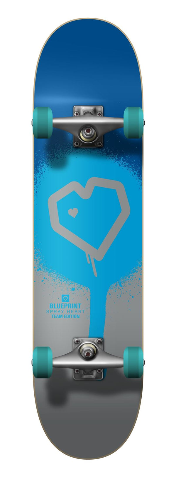 Blueprint Spray Heart Blue / Silver Complete Skateboard - 7.5