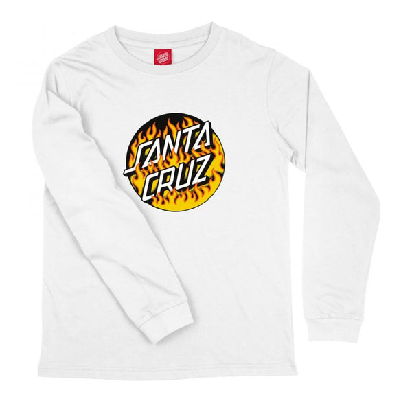 Santa Cruz Youth L/S T-Shirt Youth Blaze Dot LS T-Shirt - White - Skatewarehouse.co.uk
