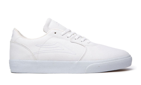 Lakai Cardiff Canvas Skate Shoes - White/White - Skatewarehouse.co.uk