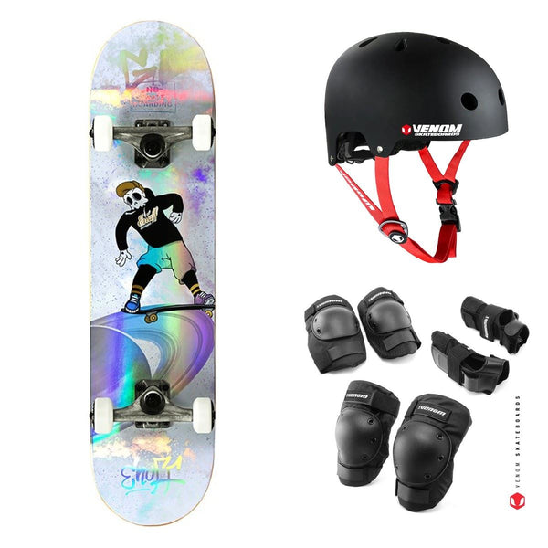 Enuff Skully Hologram White Complete Skateboard Bundle - 7.25
