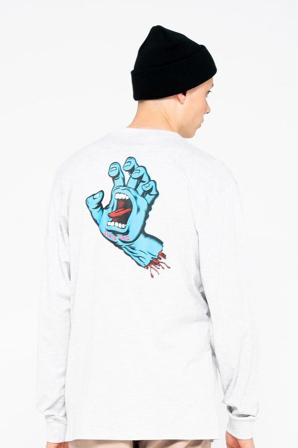 Santa Cruz Longsleeve T-Shirt Screaming Hand Chest L/S Tee - Athletic Heather - Skatewarehouse.co.uk