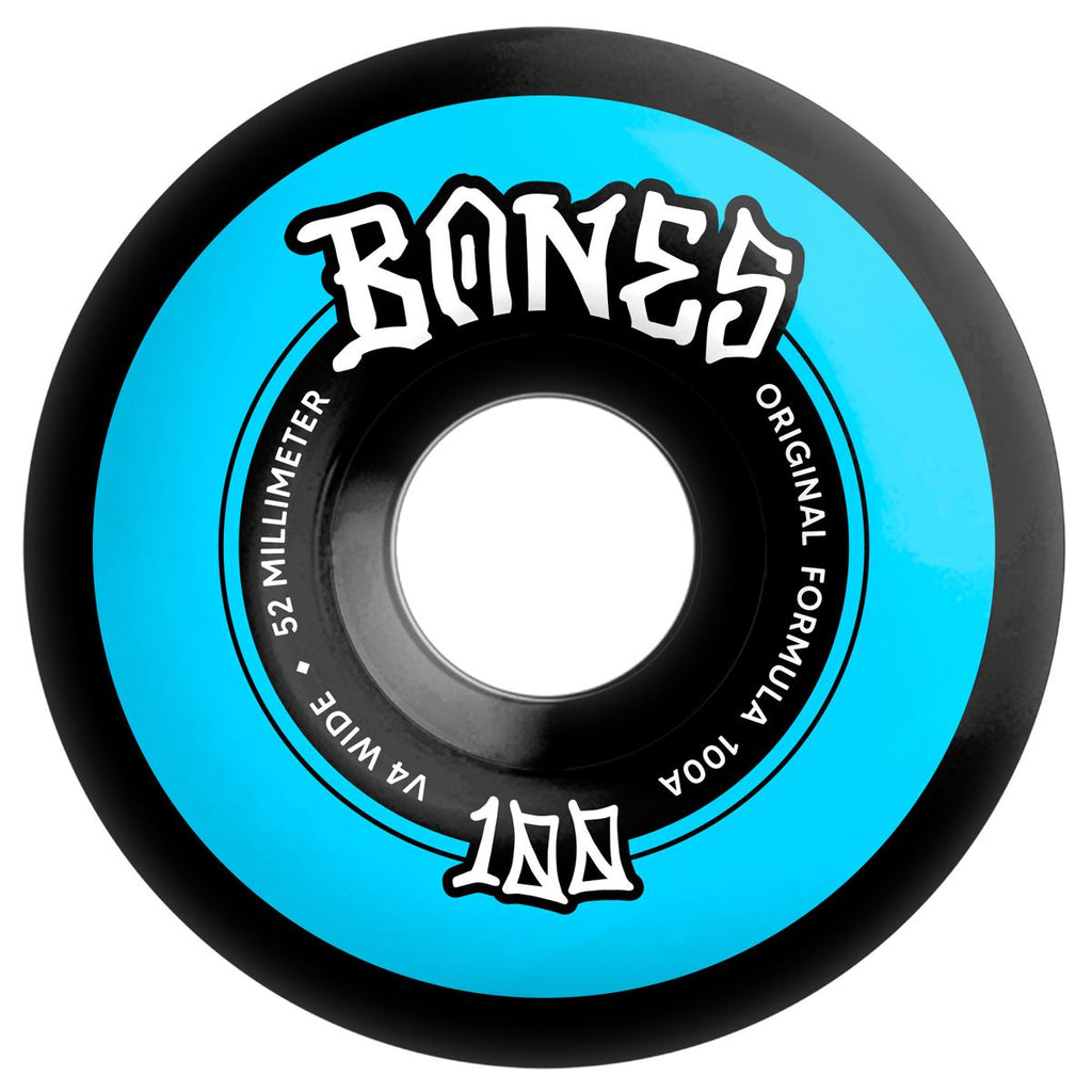 BONES Skateboard Wheels • OG Formula 100A • V4 Wide • Black - Skatewarehouse.co.uk