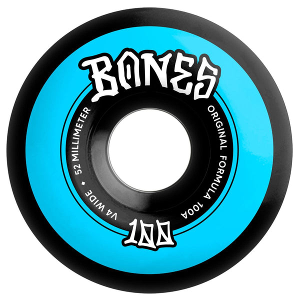 BONES Skateboard Wheels • OG Formula 100A • V4 Wide • Black - Skatewarehouse.co.uk