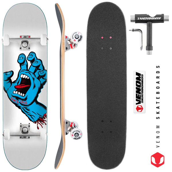 Santa Cruz Screaming Hand White x Venom Skateboards Custom Complete Skateboard - 8.25 - Skatewarehouse.co.uk