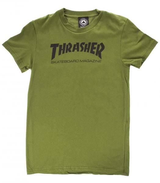 Thrasher Girls T-Shirt Skate Mag Logo - Olive