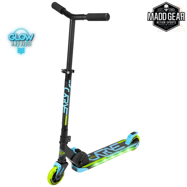 Madd Gear Carve Flight Light Up - Blue / Lime Complete Scooter - Skatewarehouse.co.uk