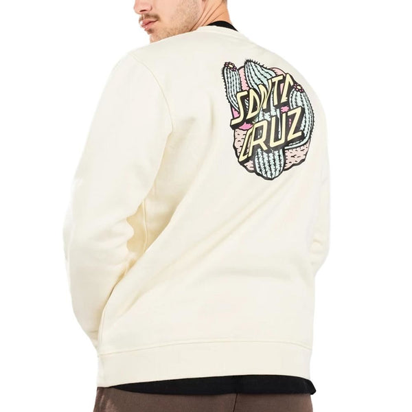 Santa Cruz Crew Cactus Dot Crew - Unbleached Cotton - Skatewarehouse.co.uk