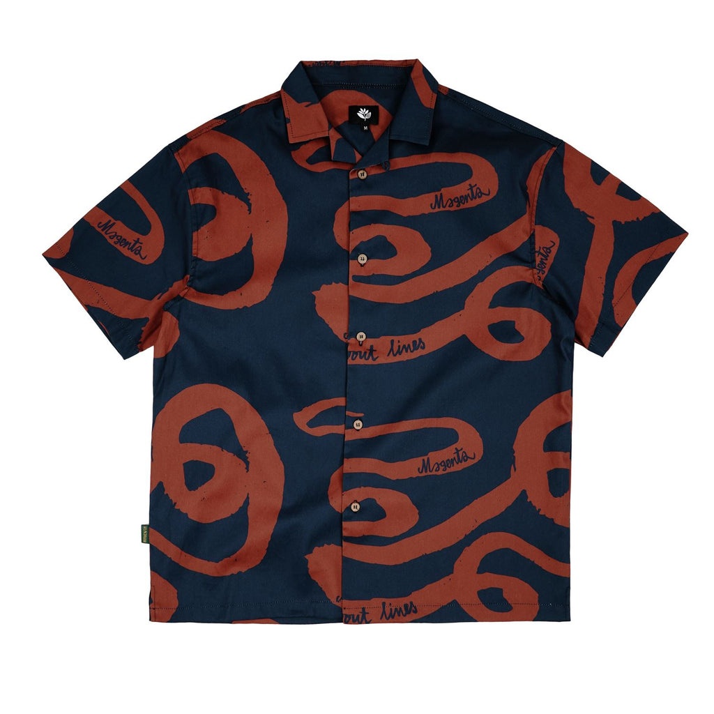 Magenta Lines Shirt Navy Blue - Skatewarehouse.co.uk
