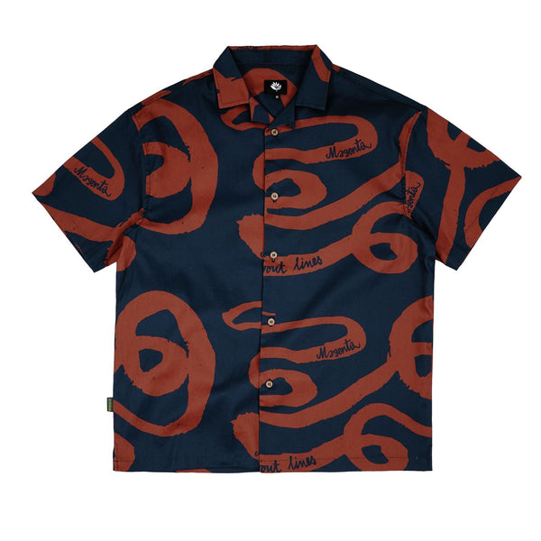 Magenta Lines Shirt Navy Blue - Skatewarehouse.co.uk