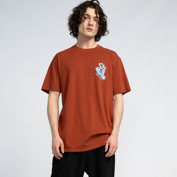 Santa Cruz T-Shirt Screaming Scratched Hand Strip - Burnt Sienna - Skatewarehouse.co.uk