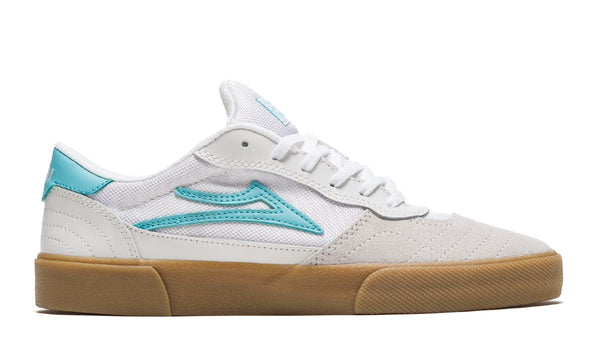 Lakai Cambridge White Teal Suede Skate Shoes - Skatewarehouse.co.uk