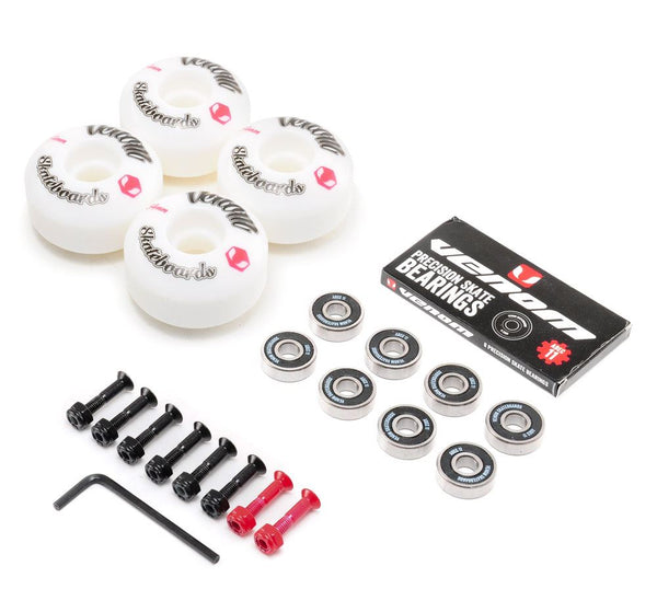Venom Skateboards Logo White Skateboard Wheels & Venom ABEC 11 Bearings Pack + Bolts! - Skatewarehouse.co.uk