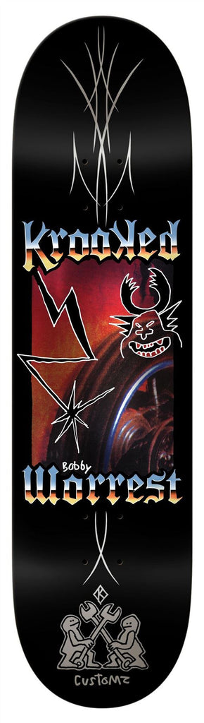 Krooked Worrest Chrome Zone Twin Tail (Black) Skateboard Deck - 8.3" - Skatewarehouse.co.uk