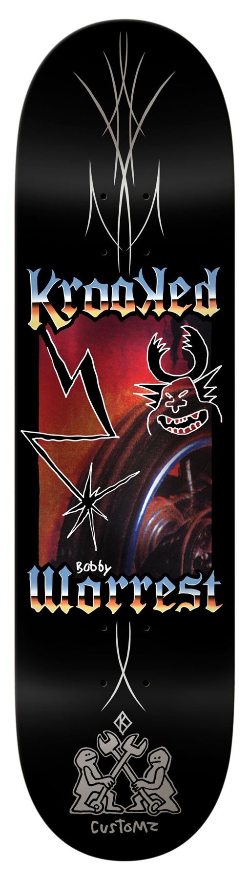 Krooked Worrest Chrome Zone Twin Tail (Black) Skateboard Deck - 8.3