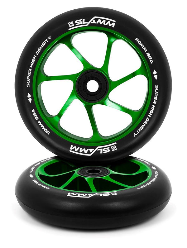 Slamm 110mm Team Wheels - Black / Green - 110mm - Skatewarehouse.co.uk