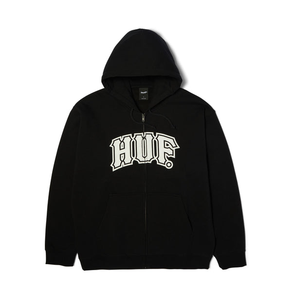 HUF Classic Arch FZ Hoodie (Black / White)