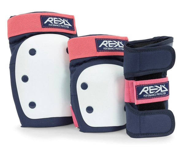 REKD Heavy Duty Skateboard Skate Scooter BMX Triple Pad Set - Blue / Pink - Skatewarehouse.co.uk