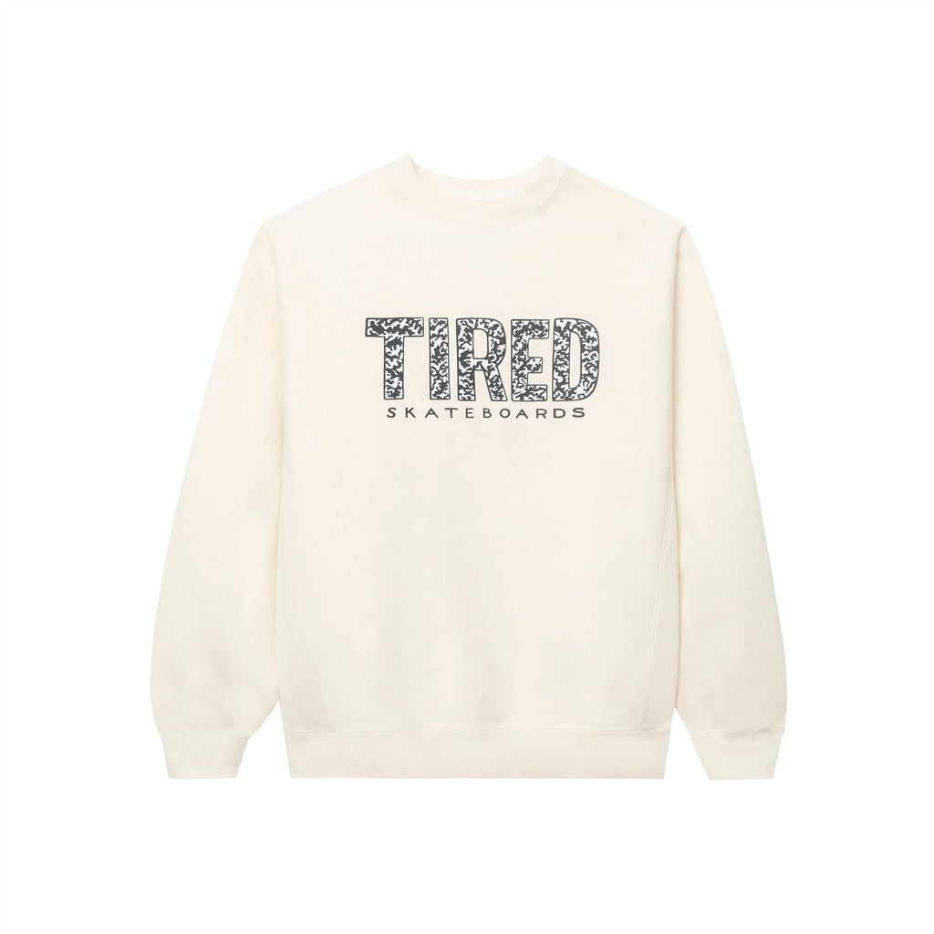 Tired Elephant Pattern Crew Bone - White