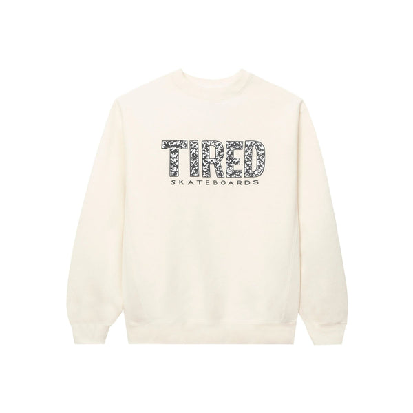 Tired Elephant Pattern Crew Bone - White