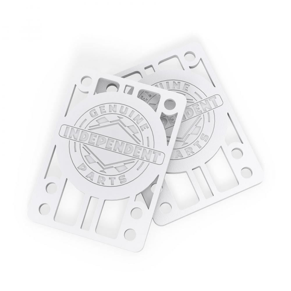 Indy Riser Pads 1/8 (Pack of 2) White Skateboard Risers - Skatewarehouse.co.uk