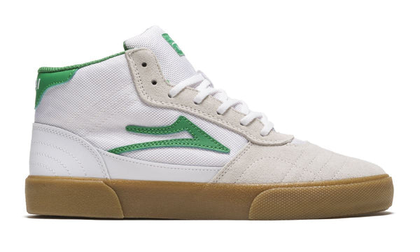 Lakai Cambridge Mid White Grass Suede Skate Shoes - Skatewarehouse.co.uk