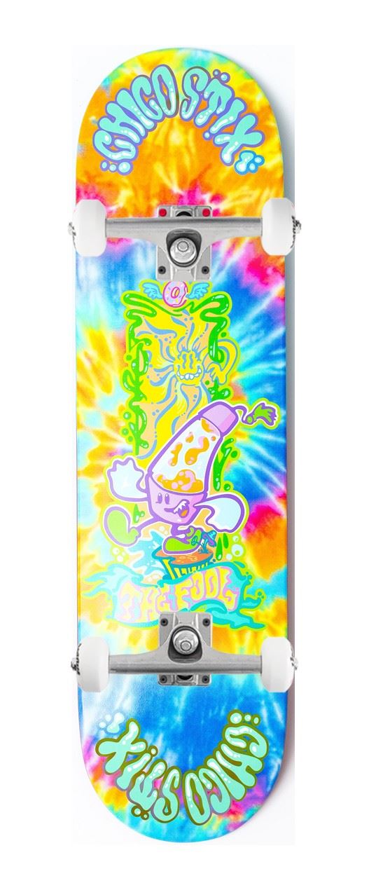 Chico Stix Love / Haight 'The Fool' Popsicle (Top & Bottom Graphic) x Venom Custom Complete Skateboard - 8.18"