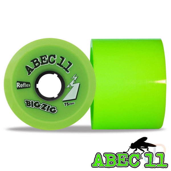 ABEC 11 - Reflex Bigzigs - Lime - 75 / 80A - Set 4 Skateboard Wheels - 75mm