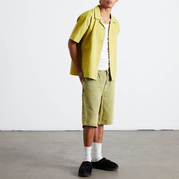 HUF Pinstripe Emb S / S Resort Shirt (Avocado) T-Shirt - M