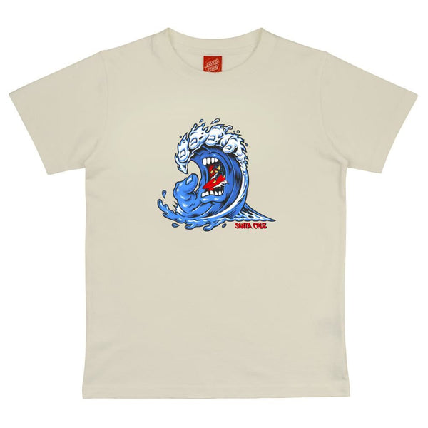 Santa Cruz Youth T-Shirt Youth Screaming Wave Front - Light Grey - Skatewarehouse.co.uk