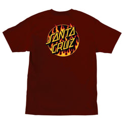 SCR x Thrasher T-Shirt Thrasher Flame Dot - Burgundy - Skatewarehouse.co.uk