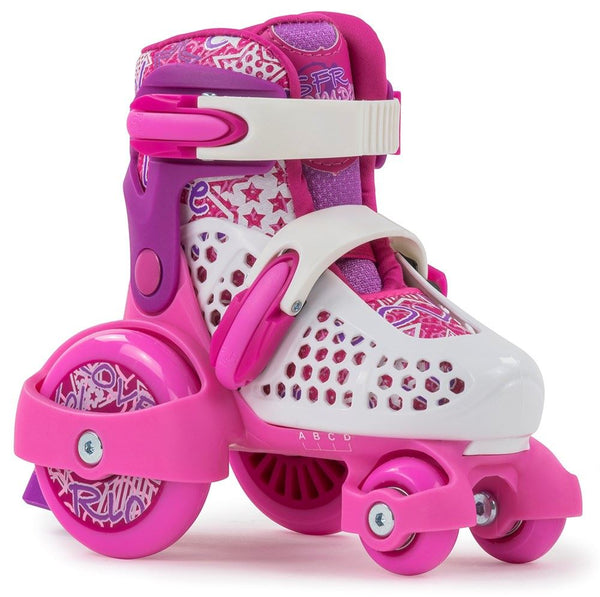 SFR Stomper Adjustable Children's Quad Skates - Pink / White - Skatewarehouse.co.uk