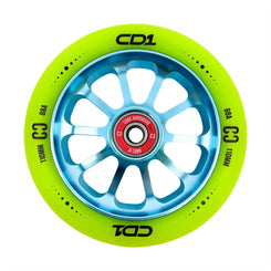 CORE CD1 Spoked Stunt Scooter Wheel 110mm - Lime/Blue - Skatewarehouse.co.uk